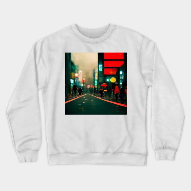 Tokyo street at night Crewneck Sweatshirt by endage